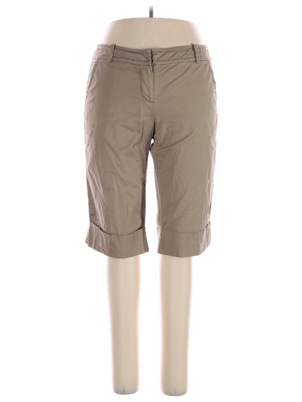 Trina Turk Tan Roll-Cuff Bermuda Shorts